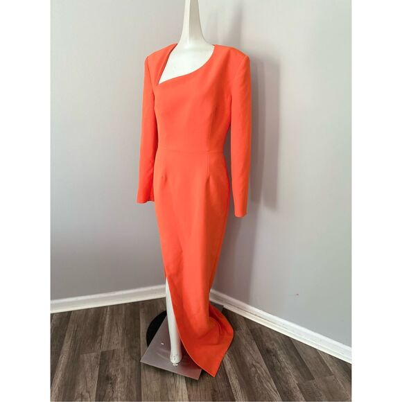Safiyaa Ottavia Asymmetric Crepe Gown in Orange US 8 $1815 - Picture 5 of 12